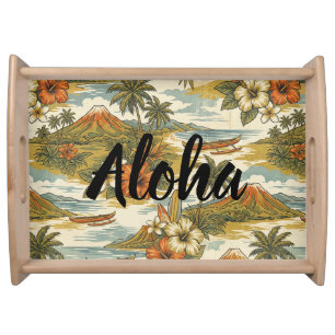Hibiscus Island Hawaiian Scenic - Dusty Serving Tray