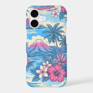 Hibiscus Island Hawaiian Scenic - Pink and Blue iPhone 17 Case