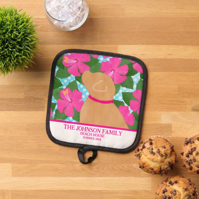 Hibiscus Island Yellow Dog Pot Holder (Top Down)