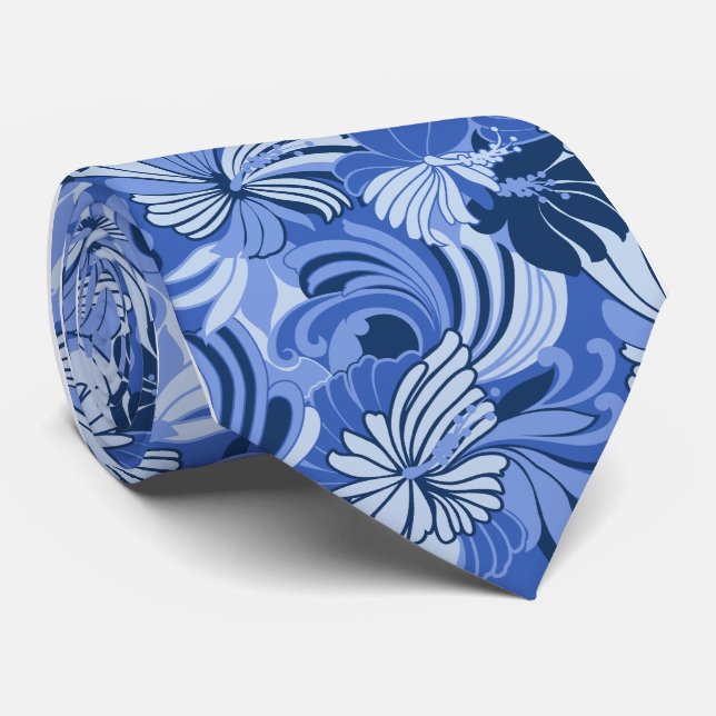 Hibiscus Jungle Floral Hawaiian Tie (Rolled)