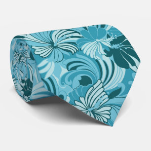 Hibiscus Jungle Floral Hawaiian Two-sided Printed Neck Tie