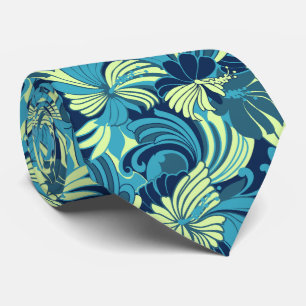 Hibiscus Jungle Floral Hawaiian Two-sided Printed Tie