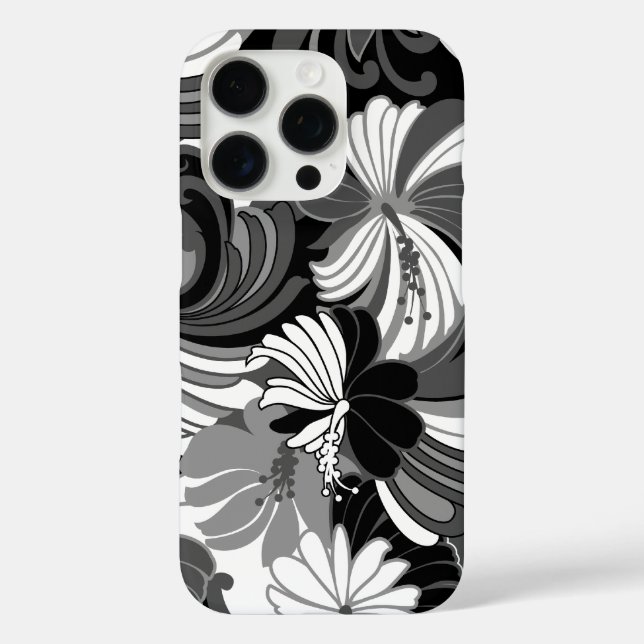 Hibiscus Jungle Hawaiian Black and Gray Case-Mate iPhone Case (Back)