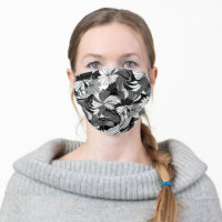 Hibiscus Jungle Hawaiian Tropical Floral - Black Cloth Face Mask