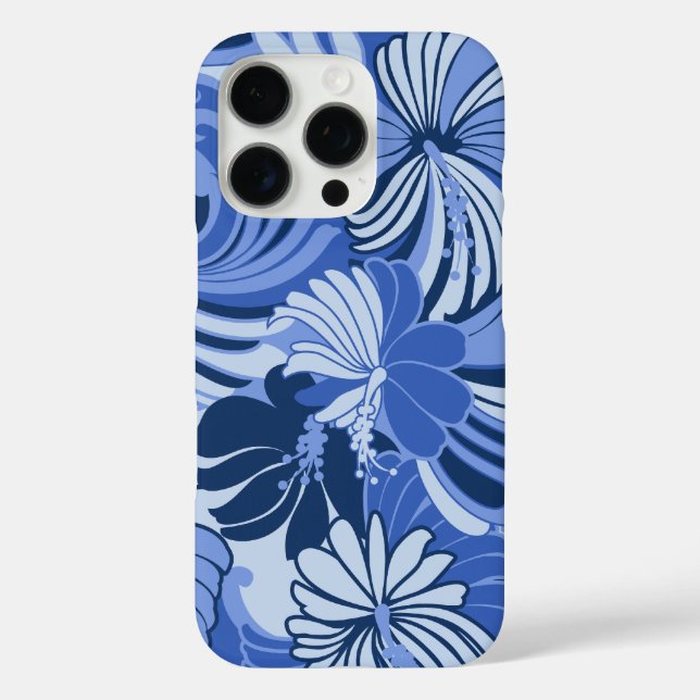 Hibiscus Jungle Hawaiian Tropical Floral Blue Case-Mate iPhone Case (Back)