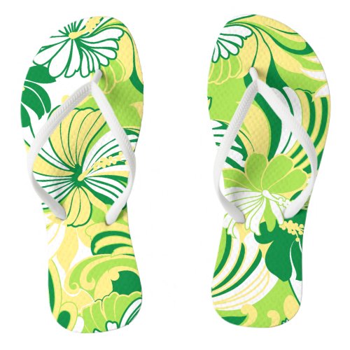 Hibiscus Jungle Hawaiian Tropical Floral Flip Flops