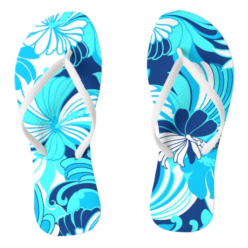 Hibiscus Jungle Hawaiian Tropical Floral Flip Flops