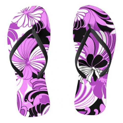 Hibiscus Jungle Hawaiian Tropical Floral Flip Flops