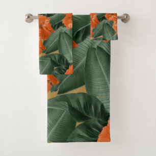 Hibiscus Jungle Leaves Dream #3 #tropical #decor Bath Towel Set