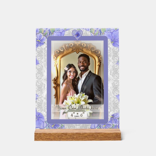 Hibiscus & lace BLUE Acrylic Sign (Front)