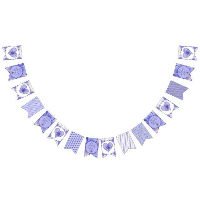 Hibiscus & lace BLUE Bunting Flags (All)