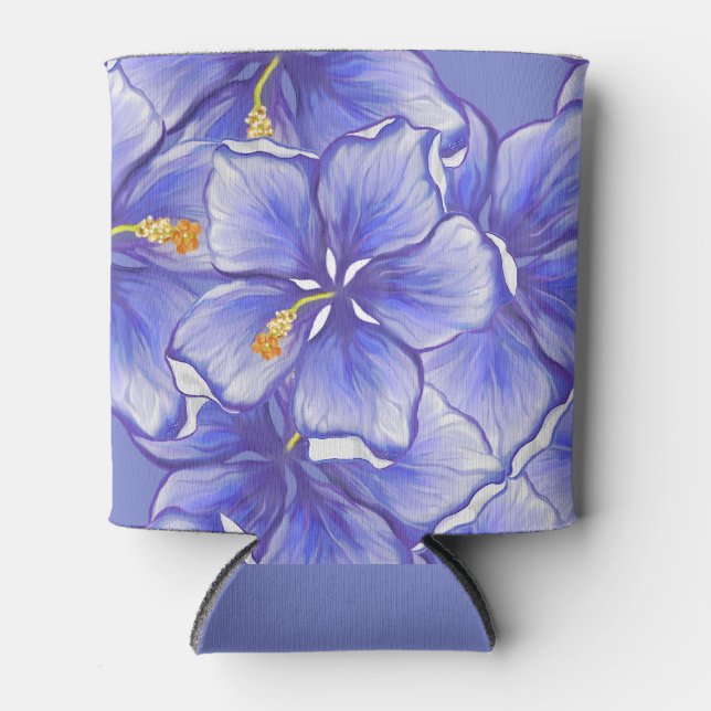Hibiscus & lace BLUE Can Cooler (Front)