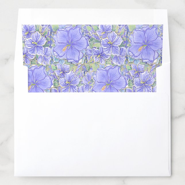 Hibiscus & lace BLUE Envelope Liner (In Envelope)