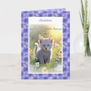 Hibiscus & lace BLUE Invitation