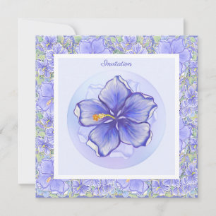 Hibiscus & lace BLUE Invitation