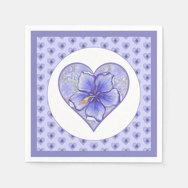 Hibiscus & lace BLUE Napkins (Front)