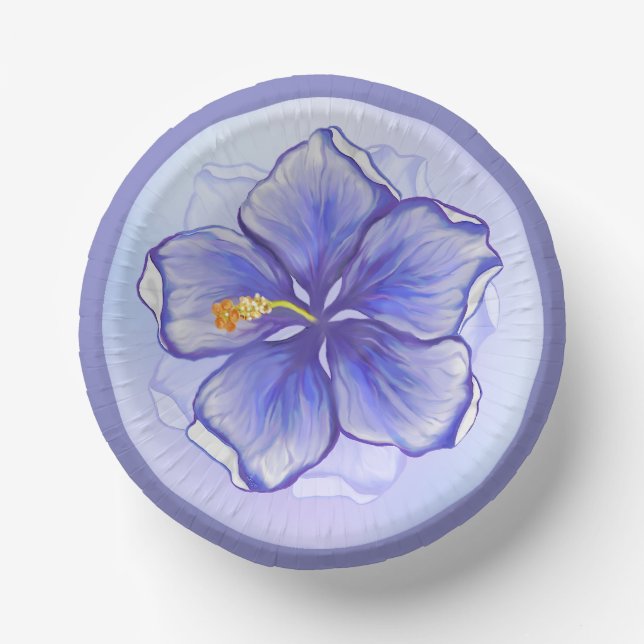 Hibiscus & lace BLUE Paper Bowls (Front)