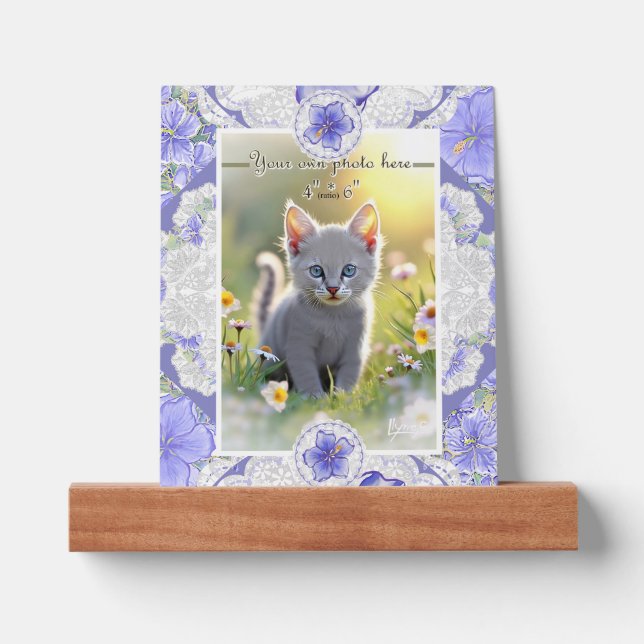 Hibiscus & lace BLUE Picture Ledge (Front)