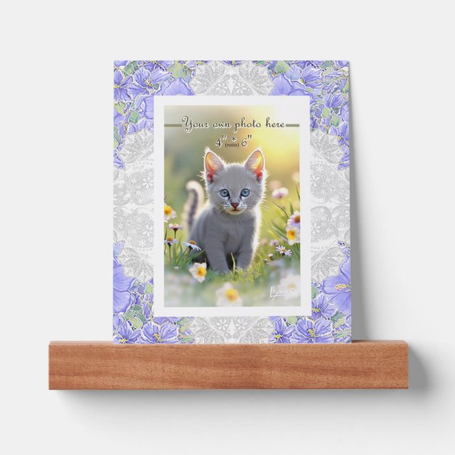 Hibiscus & lace BLUE Picture Ledge (Front)