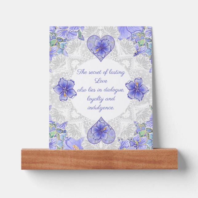 Hibiscus & lace BLUE Picture Ledge (Front)