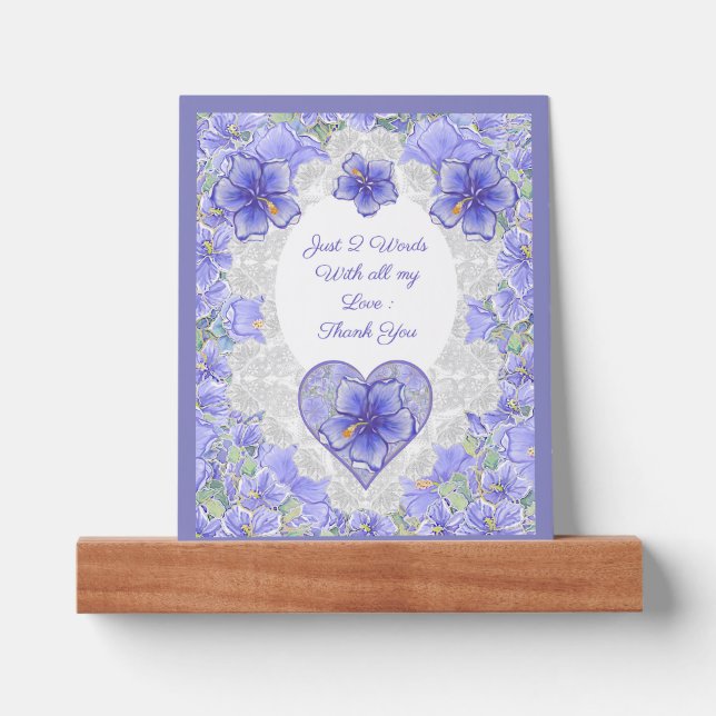 Hibiscus & lace BLUE Picture Ledge (Front)