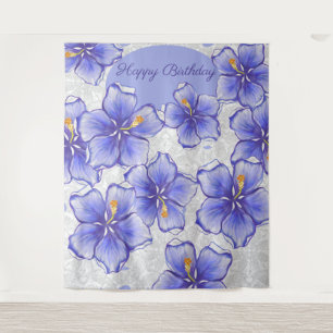 Hibiscus & lace BLUE Tapestry