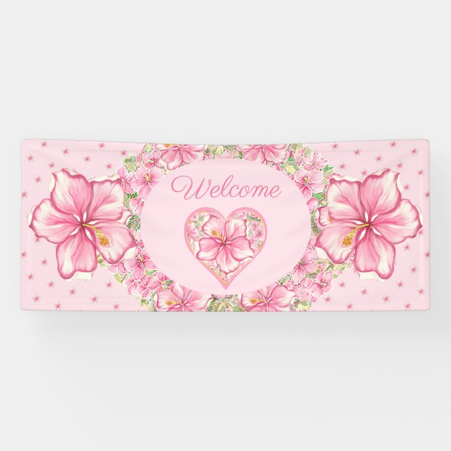 Hibiscus & lace PINK Banner (Horizontal)