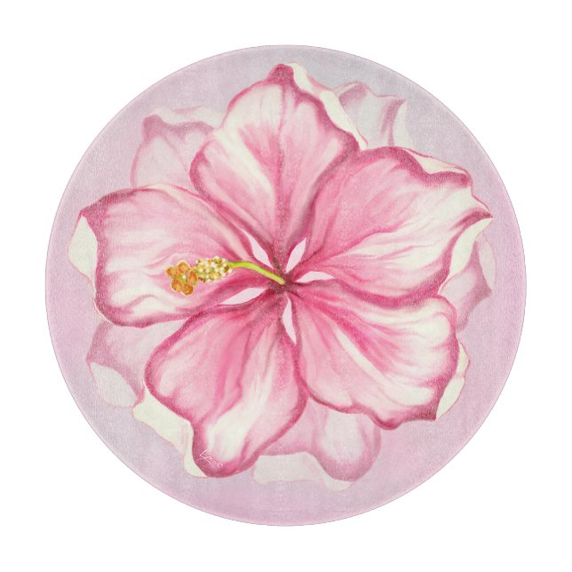 Hibiscus & lace PINK Cutting Board (Front)