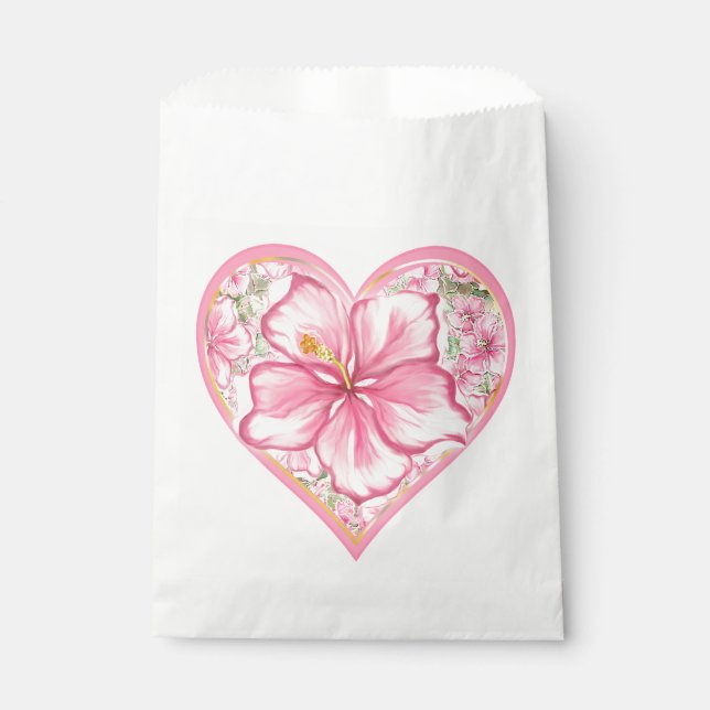 Hibiscus & lace PINK Favor Bag (Front)