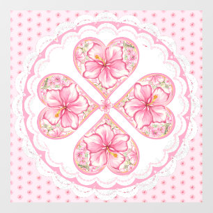 Hibiscus & lace PINK Floor Decals