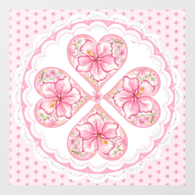 Hibiscus & lace PINK Floor Decals (Front)