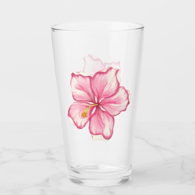 Hibiscus & lace PINK Glass (Front)