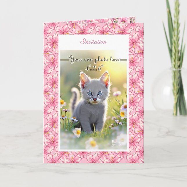 Hibiscus & lace PINK Invitation (Front)