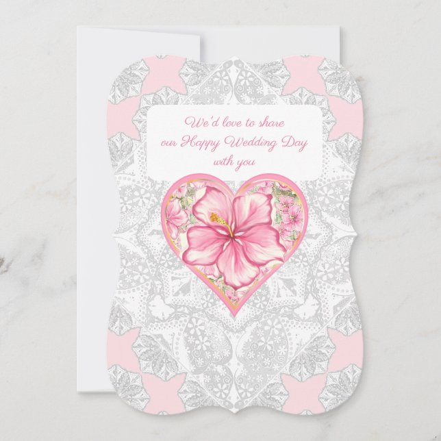 Hibiscus & lace PINK Invitation (Front)