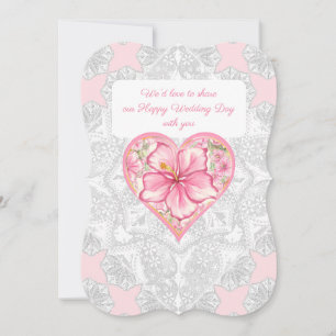 Hibiscus & lace PINK Invitation