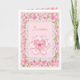 Hibiscus & lace PINK Invitation