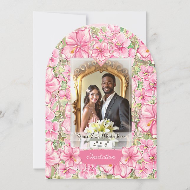 Hibiscus & lace PINK Invitation (Front)