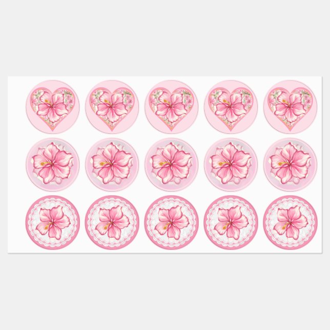 Hibiscus & lace PINK Labels (Sheet)