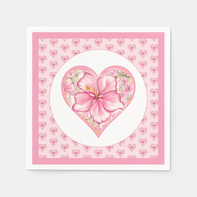 Hibiscus & lace PINK Napkins (Front)