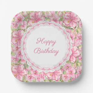Hibiscus & lace PINK Paper Plates