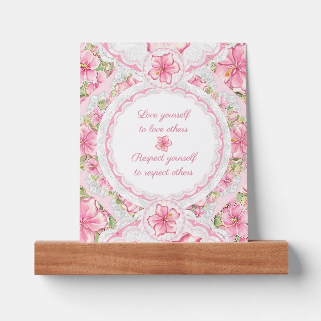 Hibiscus & lace PINK Picture Ledge (Front)