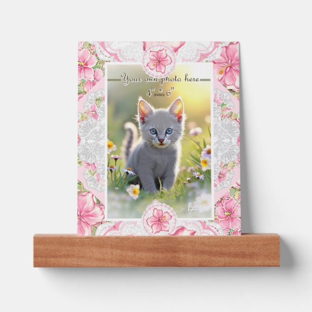 Hibiscus & lace PINK Picture Ledge (Front)