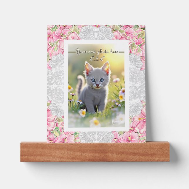 Hibiscus & lace PINK Picture Ledge (Front)