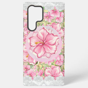Hibiscus & lace PINK Samsung Galaxy S22 Ultra Case
