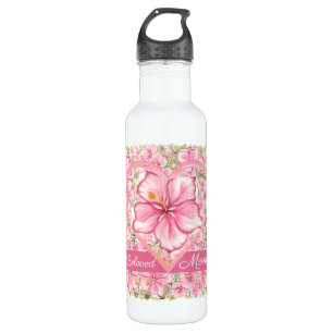 Hibiscus & lace PINK Stainless Steel Water Bottle