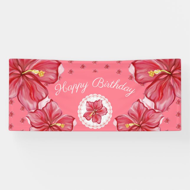 Hibiscus & lace RED Banner (Horizontal)