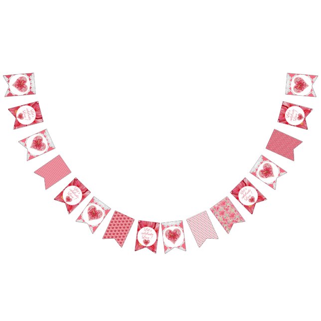 Hibiscus & lace RED Bunting Flags (All)