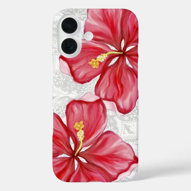 Hibiscus & lace RED Case-Mate iPhone Case (Back)