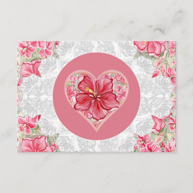 Hibiscus & lace RED Enclosure Card (Front)