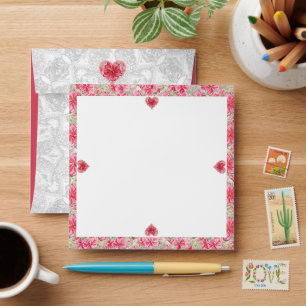 Hibiscus & lace RED Envelope